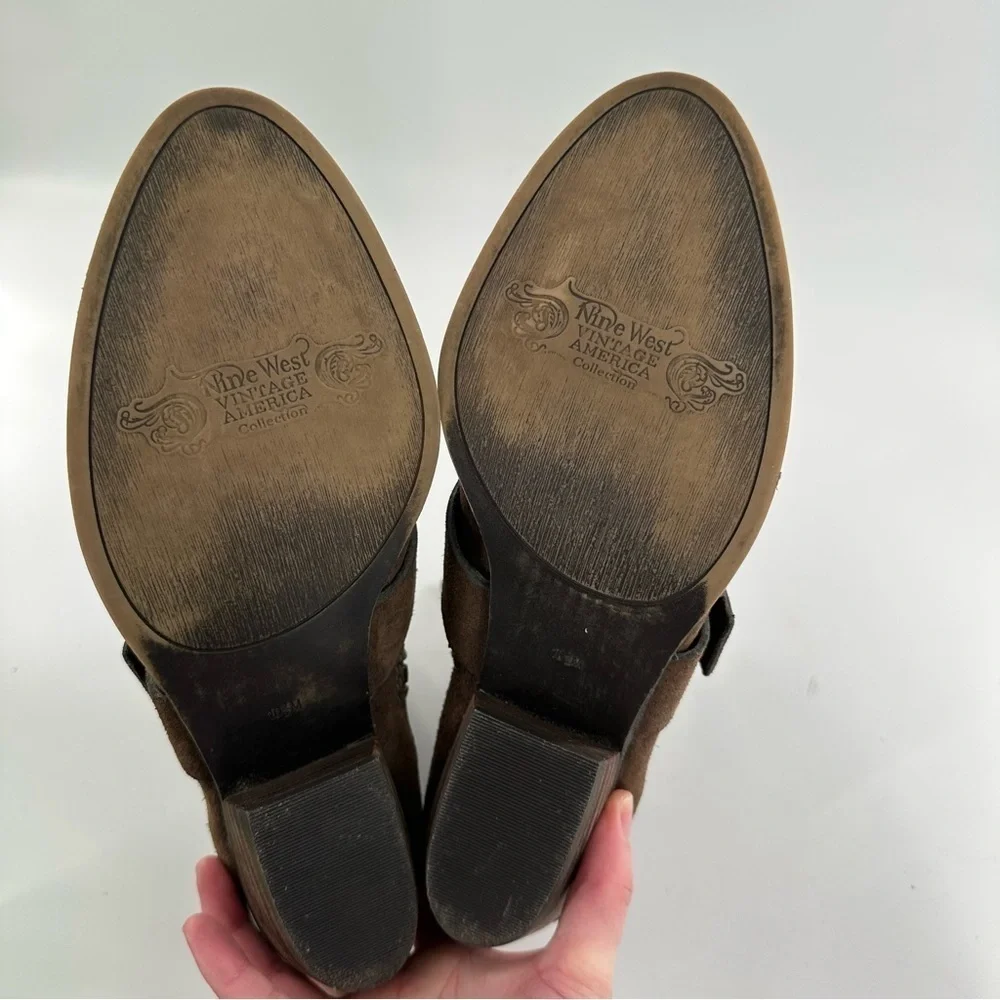 Nine West vintage America Vasabady ankle booties 10.5 brown suede western boots